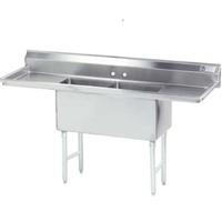 Advance Tabco FC2182418RLX Sink 2 Compartments 18 Wide x 24 Front to Back x 14 Deep Bowls 18 Drainboard Right and Left 16 Gauge 72 Length