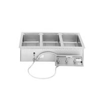 Wells MOD300DM Food Warmer Top Mount Built In Electric 3 12 x 20 Openings with Drains With Valve WetDry Infinite Controls