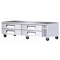 Turbo Air TCBE96SDRN Refrigerated Chef Base 4 Drawers 9638 Length Accomodates 72 16 Size Pans 5 Castors