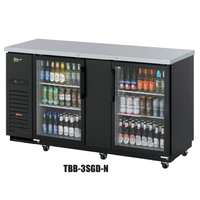 Turbo Air TBB3SBDN6 Back Bar Cooler 2 Swing Doors 69L Black with Stainless Top Casters