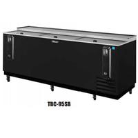 Turbo Air TBC95SBN Bottle Cooler Capacity 38 12 Oz Bottles or 558 12 Oz Cans Cases 95 Long Stainless Countertop and Lid Black Exterior Super Deluxe Series 