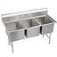 John Boos E3S8162012 Sink 3 Compartments 16 Wide x 20 Front to Back x 12 Deep Bowls No Drainboards 18 Gauge E Series
