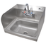 John Boos PBHSW1410PSSLRX Hand Sink Wall Mount 14 Wide x 10 Front to Back 5 Deep Bowl With Splash Mounted Faucet Holes 4 on Center Splash Guards Mounting Bracket NS